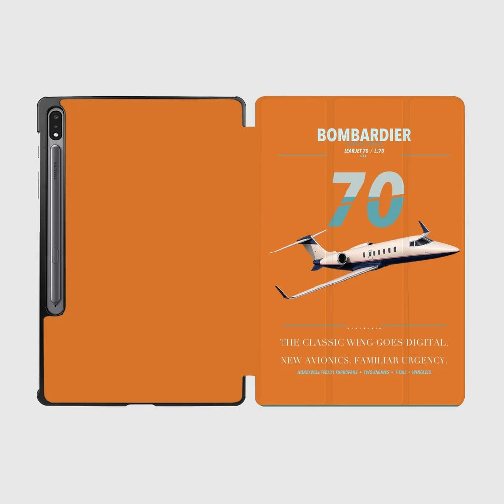 Bombardier Learjet 70 design on orange samsung tablet tablet case