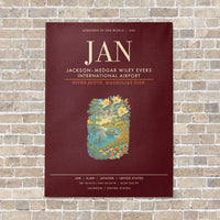 Thumbnail for JacksonMedgar Wiley Evers International Airport JAN - Canvas Framed - Dark Red