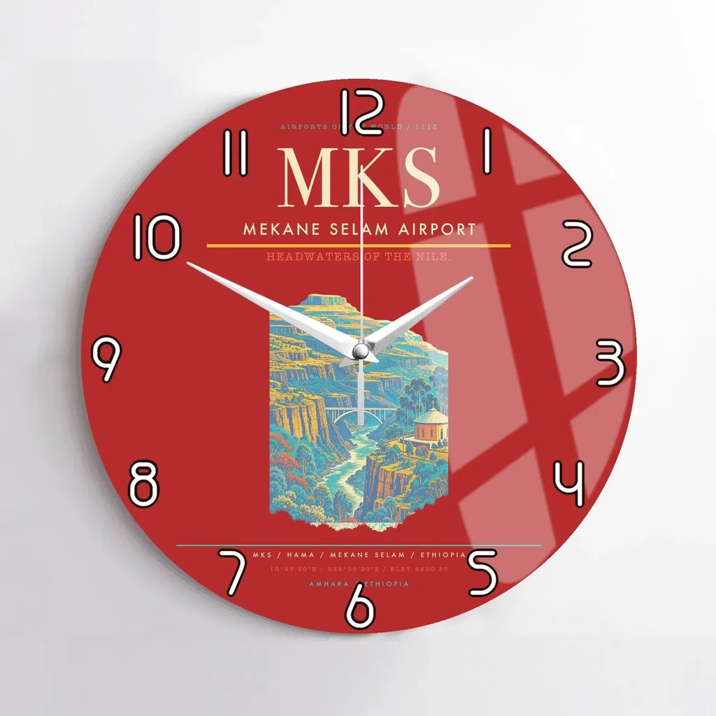Mekane Selam Airport MKS Wall-Clock No-Frame - Red