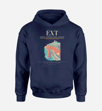 Thumbnail for Exeter International Airport (EXT) design on navy blue hoodie single-side print