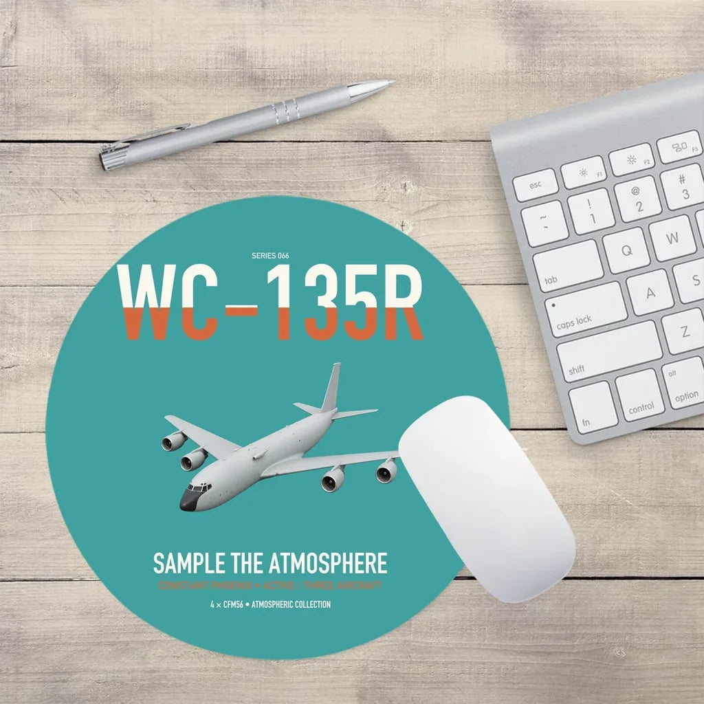 WC-135R Constant Phoenix design on turquoise round mouse pad