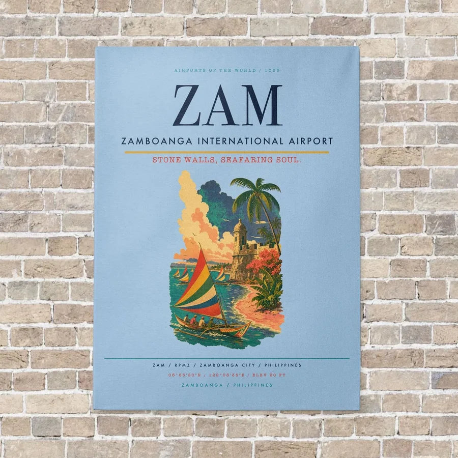 Zamboanga International Airport ZAM vertical canvas print - no frame - light blue background