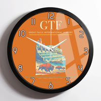 Thumbnail for Great Falls International Airport (GTF) design on orange framed wall clock