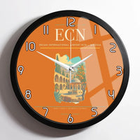 Thumbnail for Ercan International Airport (ECN) design on orange framed wall clock
