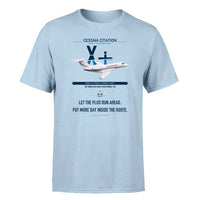 Thumbnail for Cessna Citation X+ design on light blue double-side t-shirt, single-side print