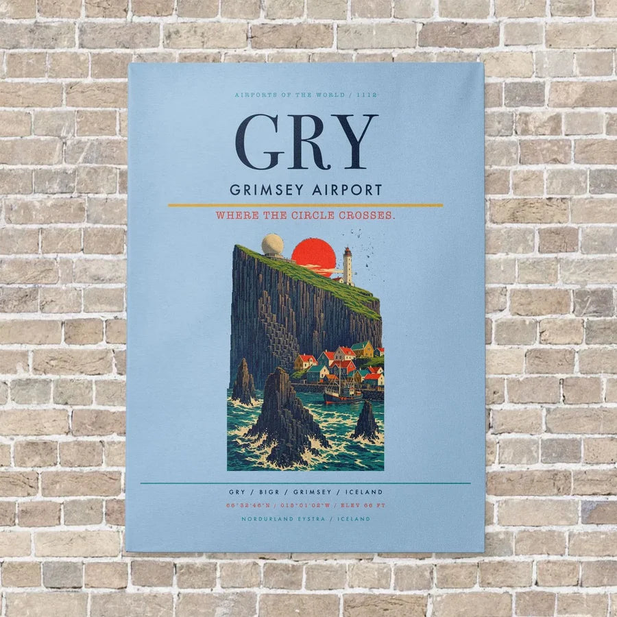 Grimsey Airport GRY - Canvas No Frame - Light Blue
