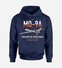 Thumbnail for MQ-9A Reaper design on navy blue double-side hoodie, single-side print