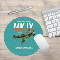 Thumbnail for Supermarine Spitfire Mk IX design on turquoise round mouse pad