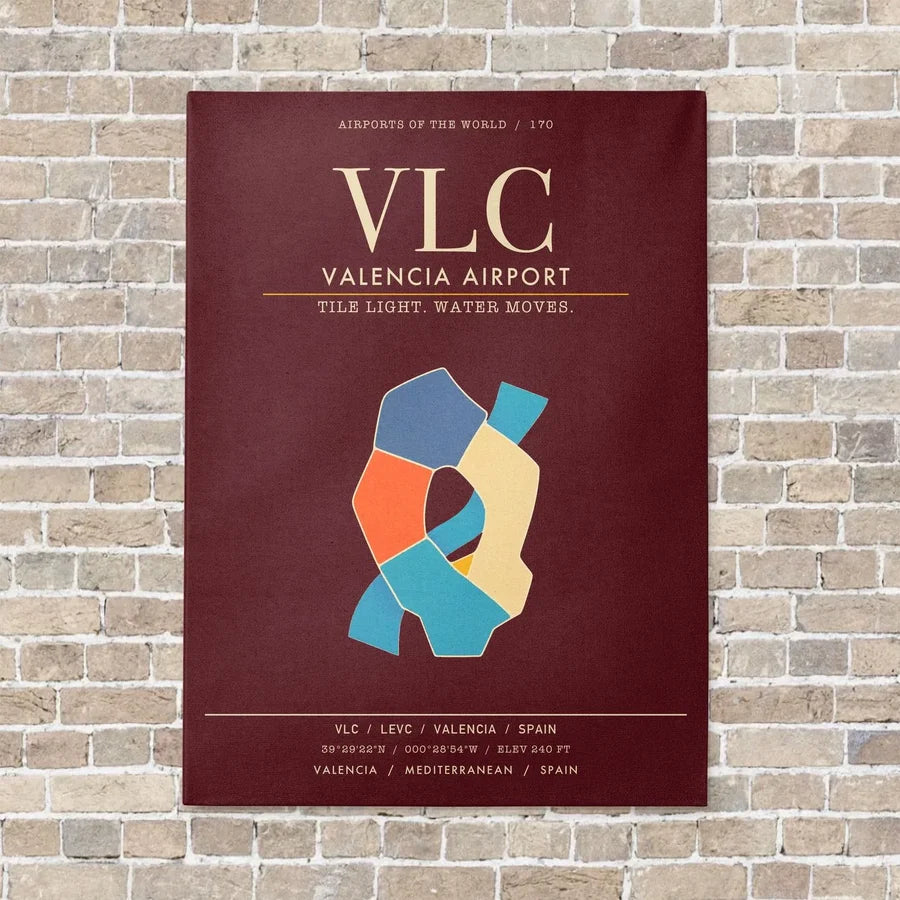 Valencia Airport VLC - Canvas Framed - Dark Red