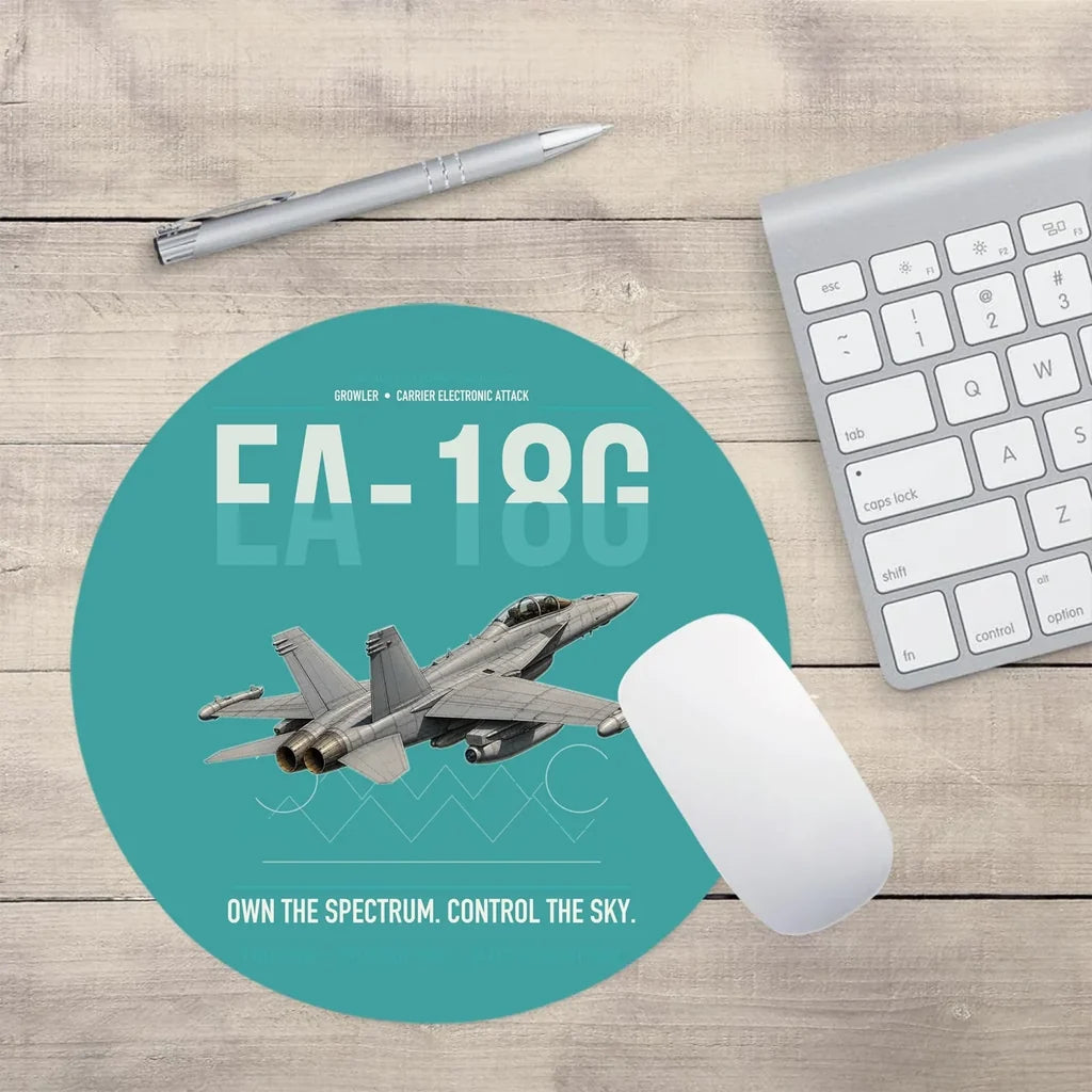 EA-18G Growler design on turquoise round mouse pad