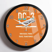 Thumbnail for Douglas DC-3 design on orange framed wall clock