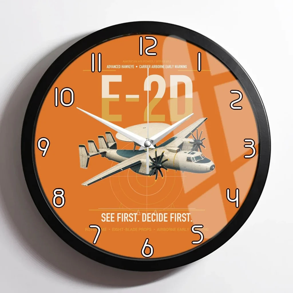E-2D Advanced Hawkeye design on orange framed wall clock