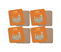 Thumbnail for Dickinson Theodore Roosevelt Regional Airport (DIK) design on orange 4 pieces set coaster