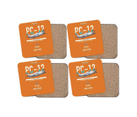 Thumbnail for Pilatus PC-12 PRO design on orange 4 pieces set coaster