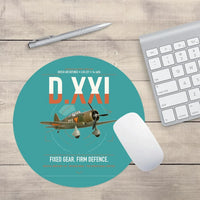 Thumbnail for Fokker D.XXI — Dutch LVA aircraft 221 design on turquoise round mouse pad