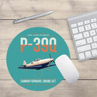 Thumbnail for P-39Q Airacobra design on turquoise round mouse pad