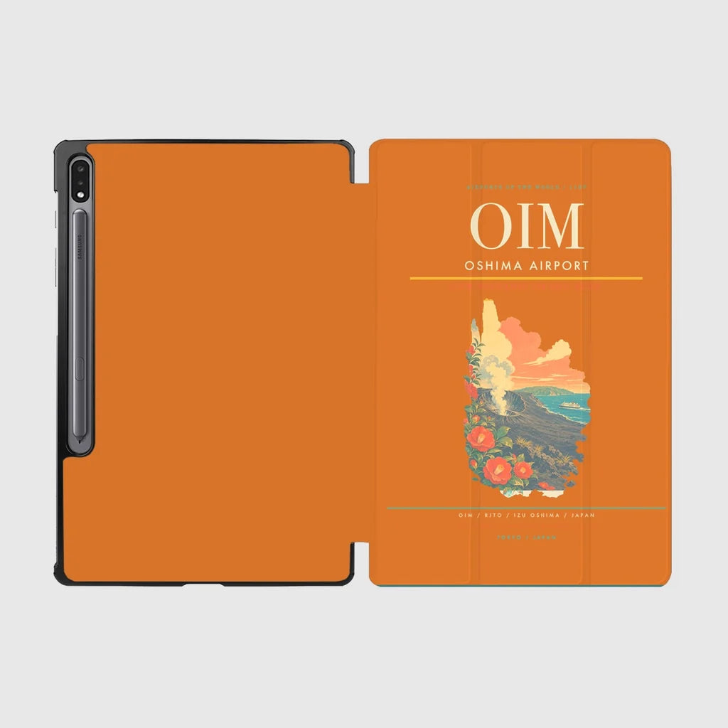 Oshima Airport (OIM) design on orange samsung tablet tablet case