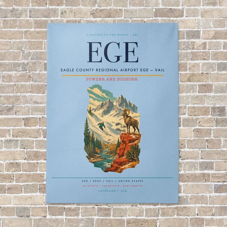 Eagle County Regional Airport EGE — Vail vertical canvas print - no frame - light blue background