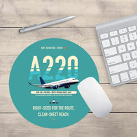 Thumbnail for Airbus A220-100 design on turquoise round mouse pad