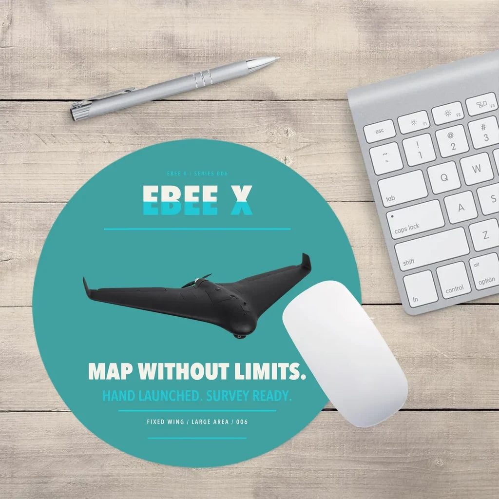 AgEagle eBee X design on turquoise round mouse pad