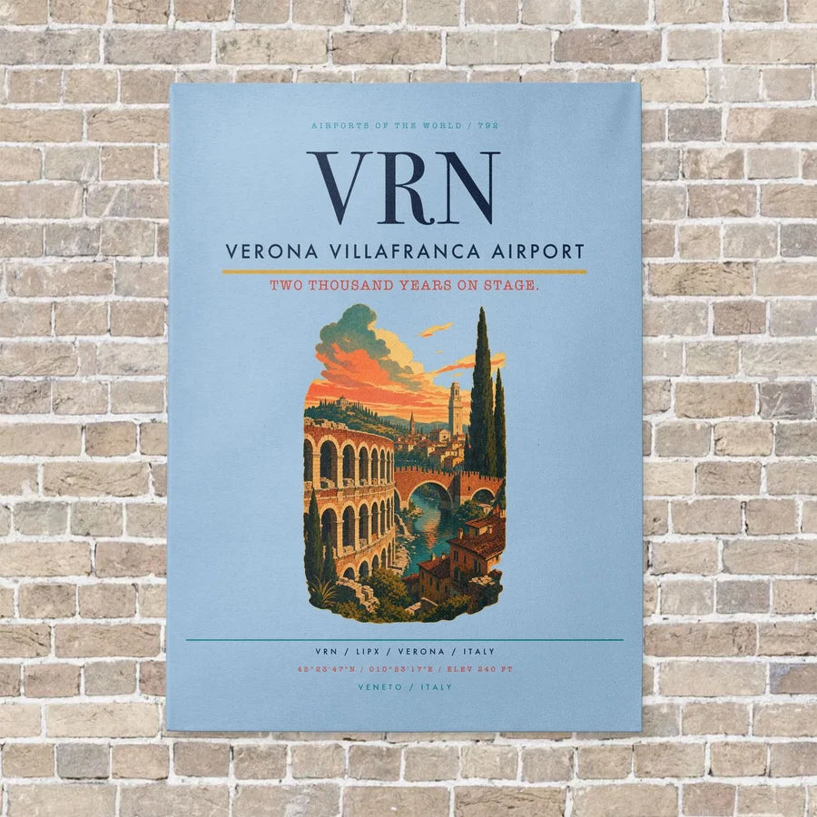 Verona Villafranca Airport VRN vertical canvas print - no frame - light blue background