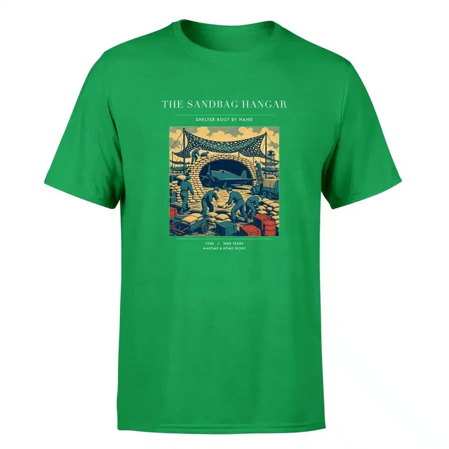 VINTAGE G4505 - The Sandbag Hangar - Premium T-Shirt design on green premium t shirt