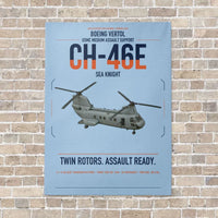 Thumbnail for Boeing Vertol CH-46E Sea Knight vertical canvas print - no frame - light blue background