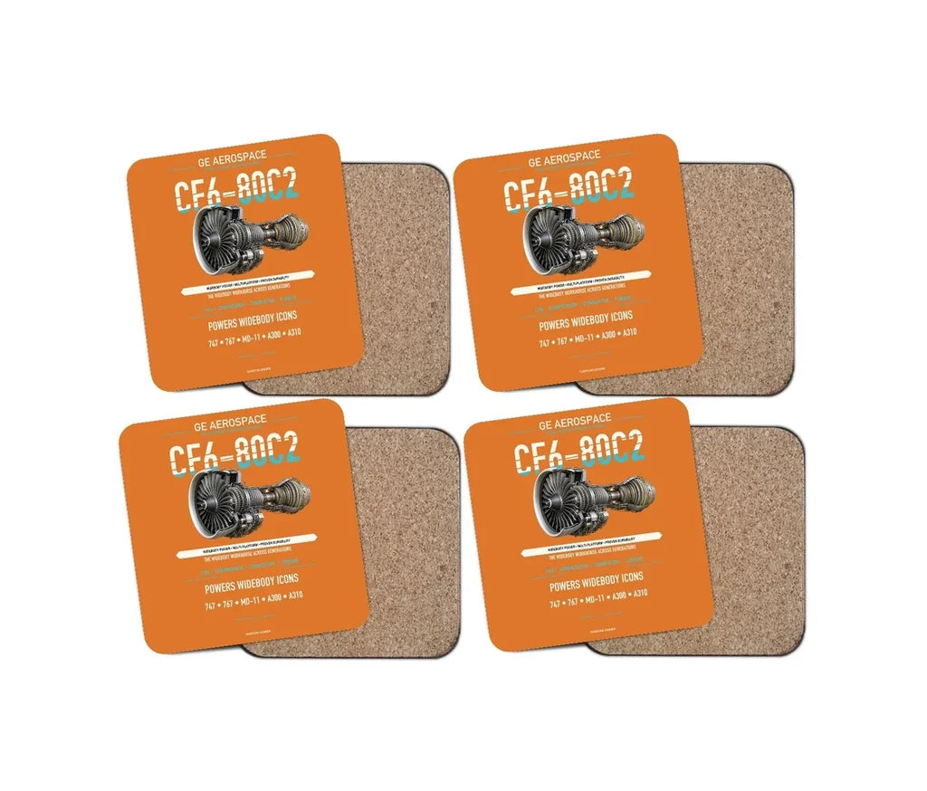 Embraer ERJ145 design on orange 4 pieces set coaster