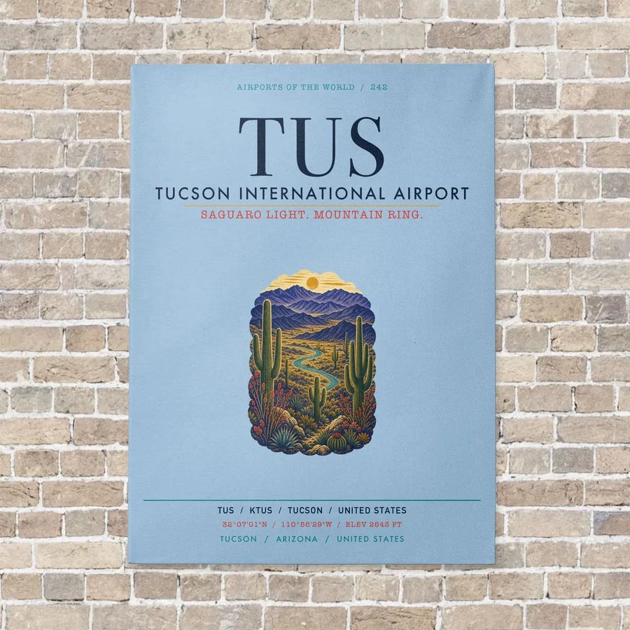 Tucson International Airport TUS vertical canvas print - no frame - light blue background