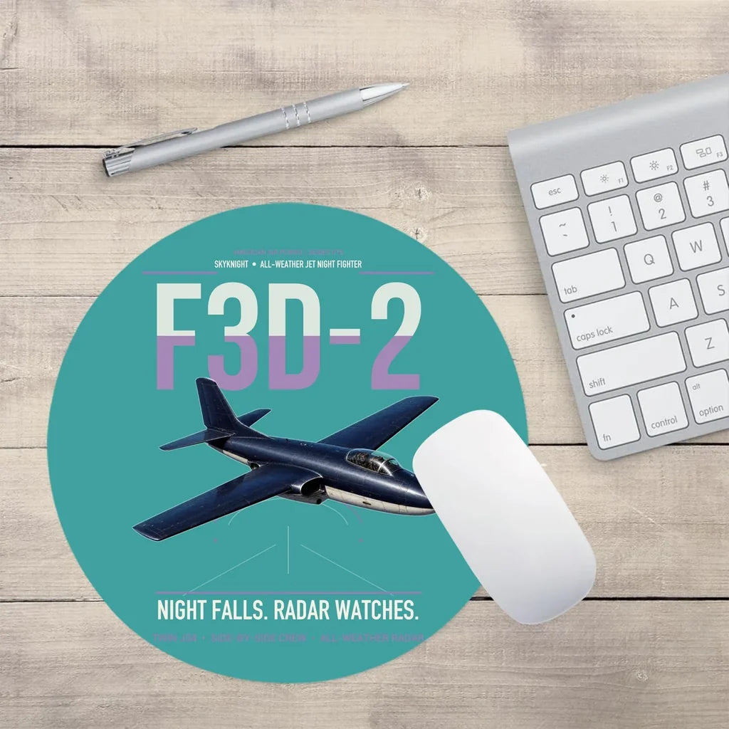 F3D-2 Skyknight design on turquoise round mouse pad