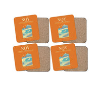 Thumbnail for Cornwall Airport Newquay (NQY) design on orange 4 pieces set coaster
