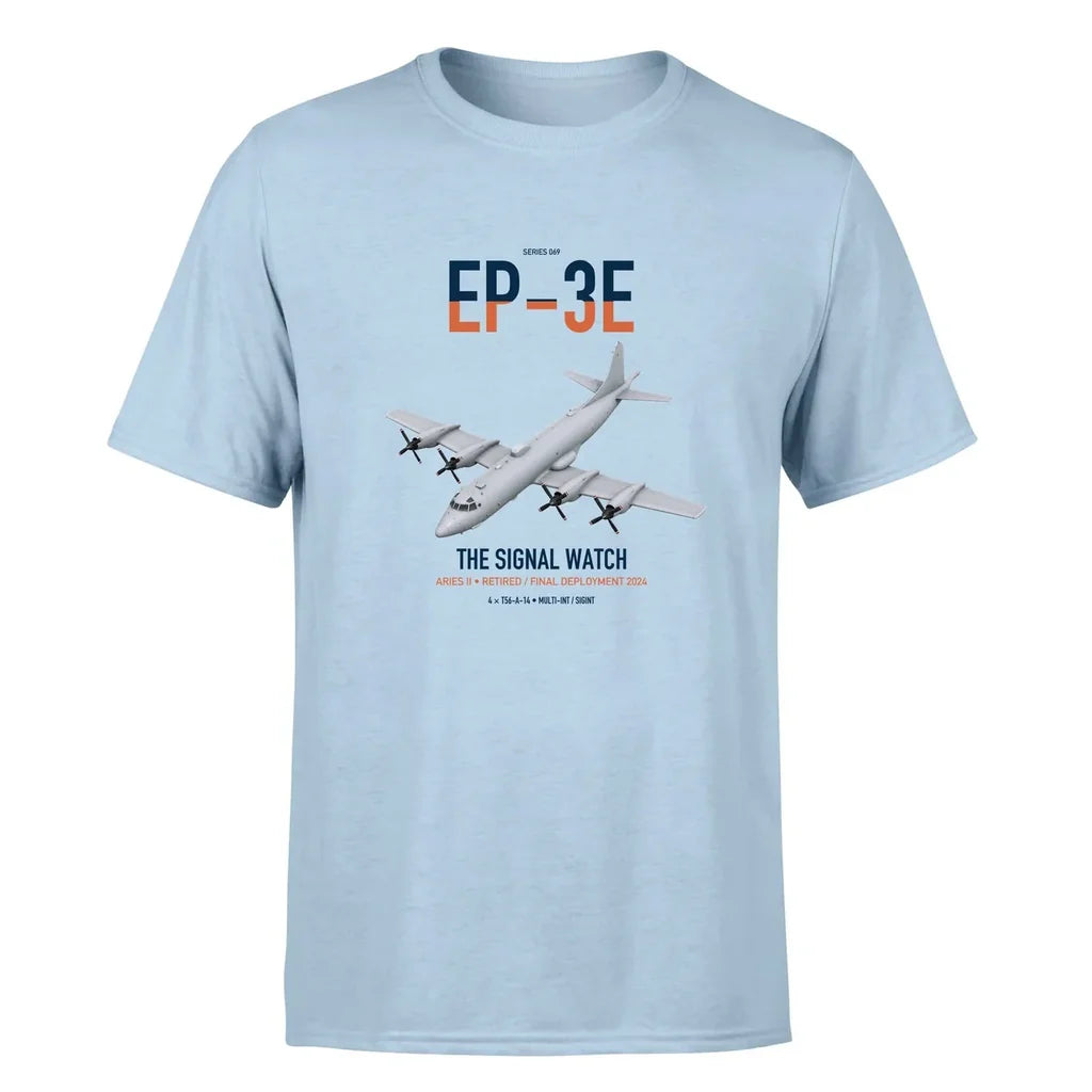 EP-3E ARIES II design on light blue double-side t-shirt, single-side print