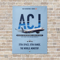 Thumbnail for Airbus ACJ350 / exact ACJ350-900 vertical canvas print - no frame - light blue background
