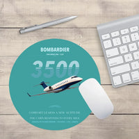 Thumbnail for Bombardier Challenger 3500 design on turquoise round mouse pad