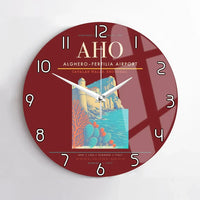 Thumbnail for AlgheroFertilia Airport AHO Wall-Clock No-Frame - Dark Red