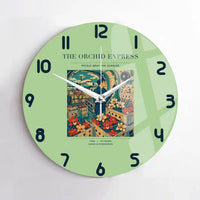 Thumbnail for VINTAGE G4233 - The Orchid Express - Designed Wall Clocks design on lightgreen no-frame