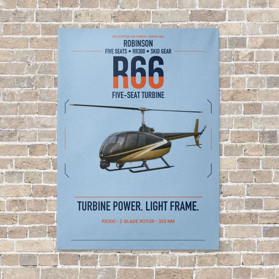Robinson R66 vertical canvas print - no frame - light blue background