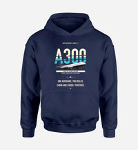 Thumbnail for Airbus A300C4-203 design on navy blue hoodie single side