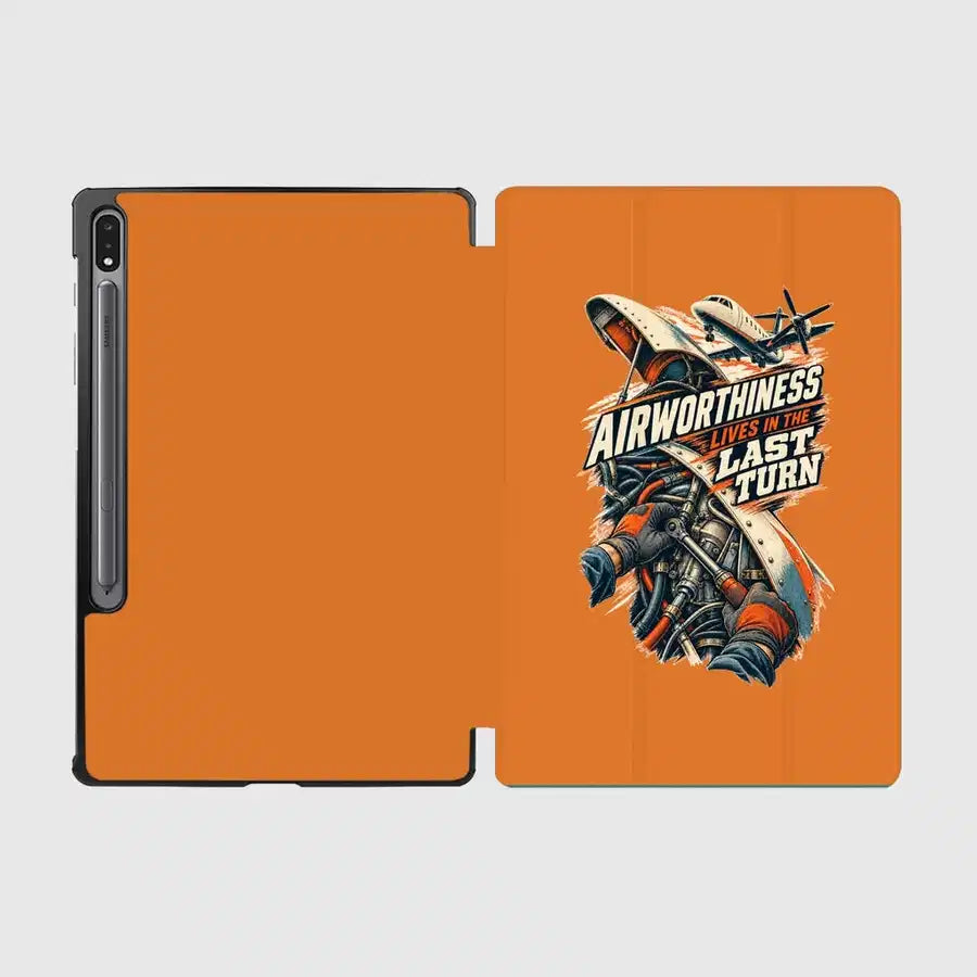 Airworthiness Lives In The Last Turn design on orange samsung tablet tablet case