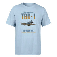 Thumbnail for TBD-1 Devastator design on light blue double-side t-shirt, single-side print