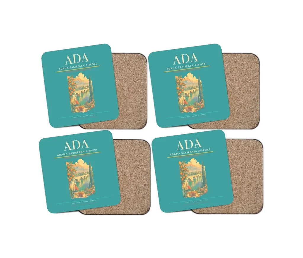 Adana Sakirpasa Airport ADA Coaster 4-Pieces-Set - Turquoise