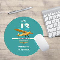 Thumbnail for Piper J-3 Cub design on turquoise round mouse pad