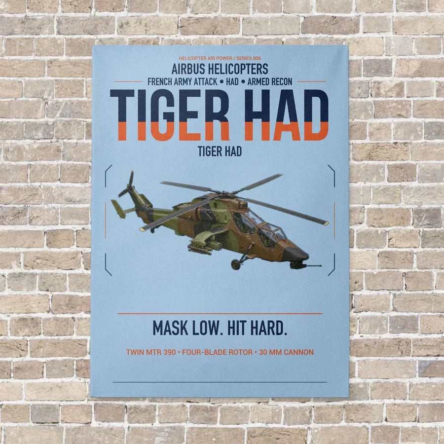 Airbus Helicopters Tiger HAD vertical canvas print - no frame - light blue background