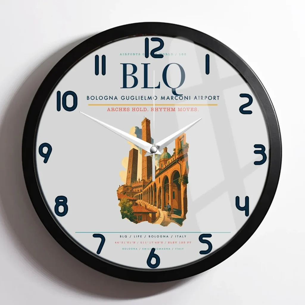 Bologna Guglielmo Marconi Airport BLQ Wall-Clock Framed - Light Gray
