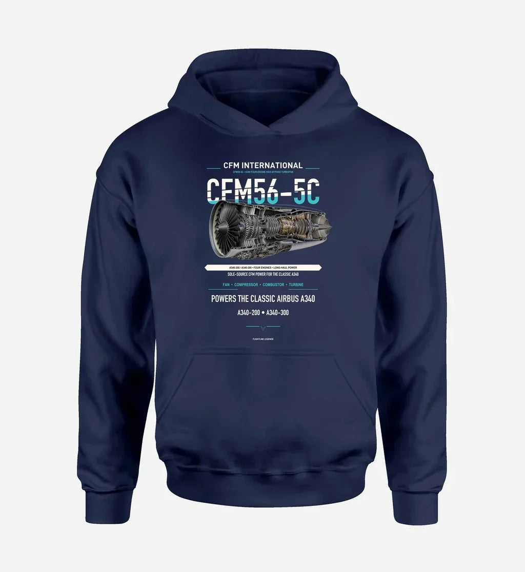 CFM56-5C design on navy blue hoodie single side