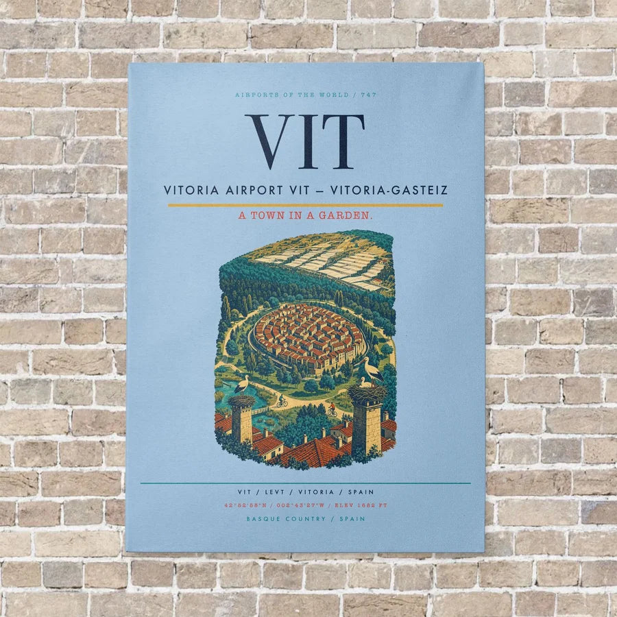 Vitoria Airport VIT — Vitoria-Gasteiz vertical canvas print - no frame - light blue background