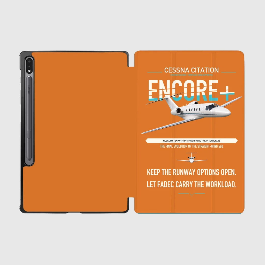 Cessna Citation Encore+ design on orange samsung tablet tablet case