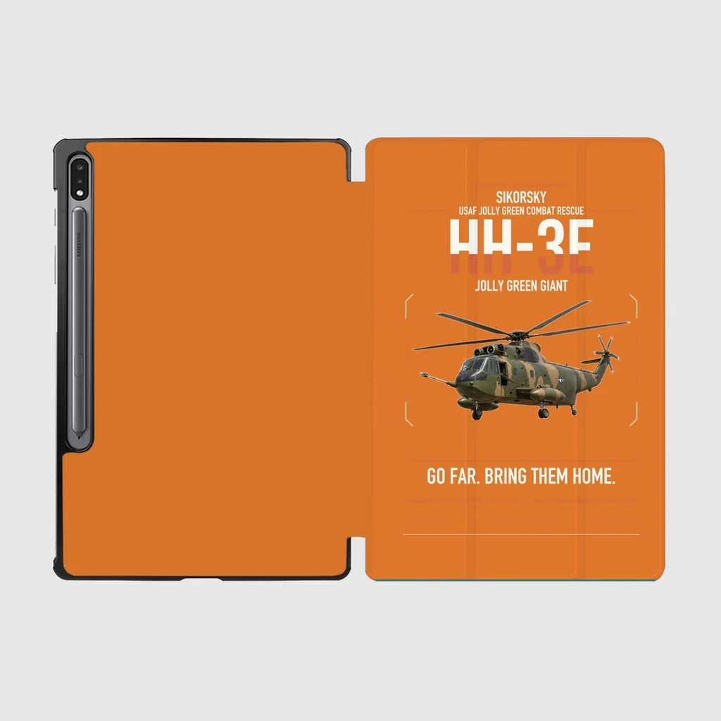 Sikorsky HH-3E Jolly Green Giant design on orange samsung tablet tablet case