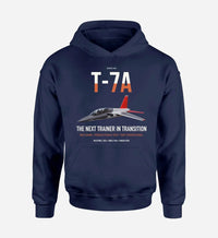 Thumbnail for T-7A Red Hawk design on navy blue double-side hoodie, single-side print