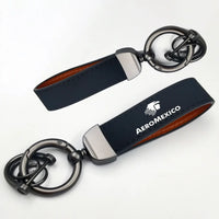 Thumbnail for Aero Mexico Horseshoe Buckle key chain in navy blue